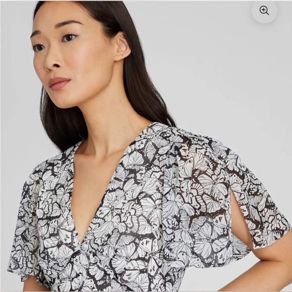 Club Monaco Black and White Flutter Sleeve Dress - Picture 3 of 7